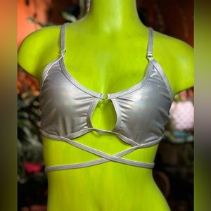 Holographic Strappy Rave Top